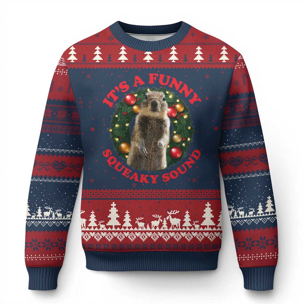 Funny Xmas Vacation Squirrel Movie Ugly Christmas Sweater It Is A Funny Squeaky Sound Xmas Wreath - Wonder Print Shop