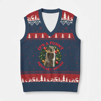 Funny Xmas Vacation Squirrel Movie V-Neck Knit Sweater Vest It Is A Funny Squeaky Sound Xmas Wreath - Wonder Print Shop