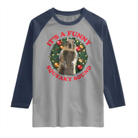 Funny Christmas Vacation Squirrel Movie Raglan Shirt It Is A Funny Squeaky Sound Xmas Wreath - Wonder Print Shop