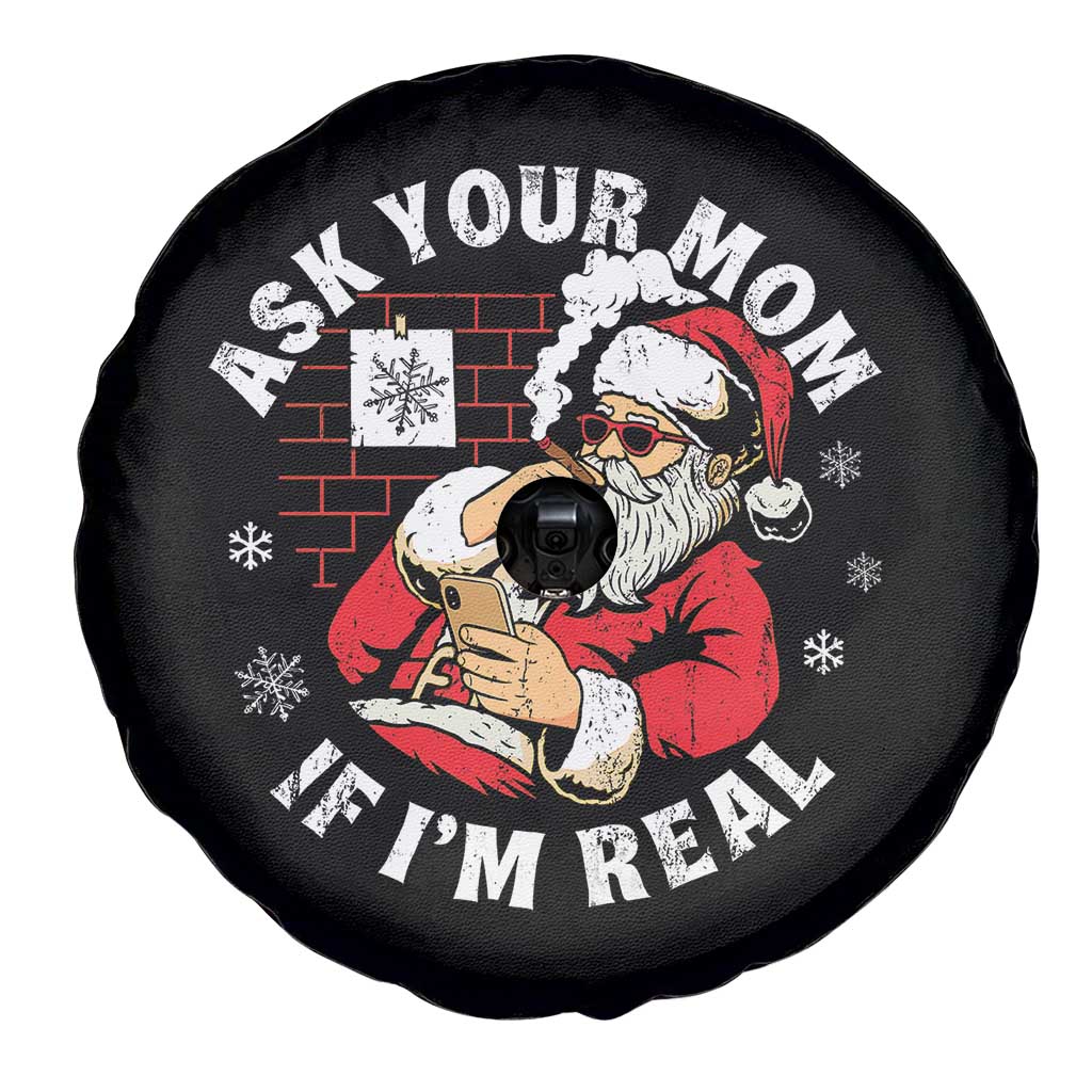 Funny Christmas Santa Ask Your Mom If I Am Real Spare Tire Cover Dirty Xmas Santa Mom - Wonder Print Shop