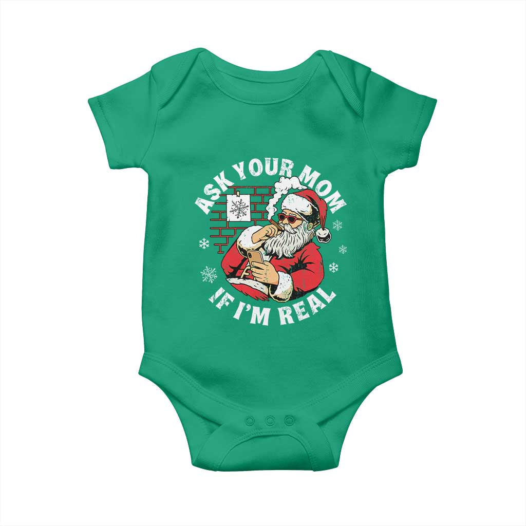 Funny Christmas Santa Ask Your Mom If I Am Real Baby Onesie Dirty Xmas Santa Mom - Wonder Print Shop