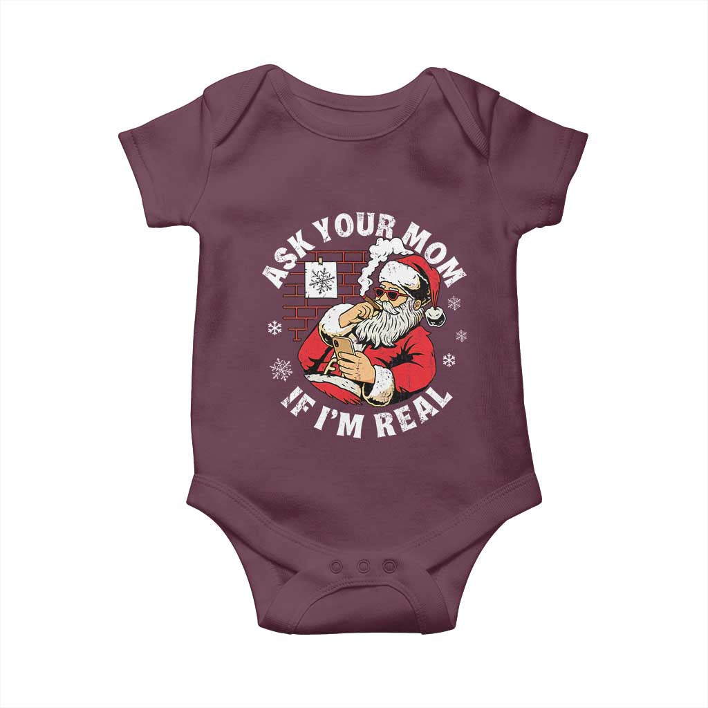 Funny Christmas Santa Ask Your Mom If I Am Real Baby Onesie Dirty Xmas Santa Mom - Wonder Print Shop