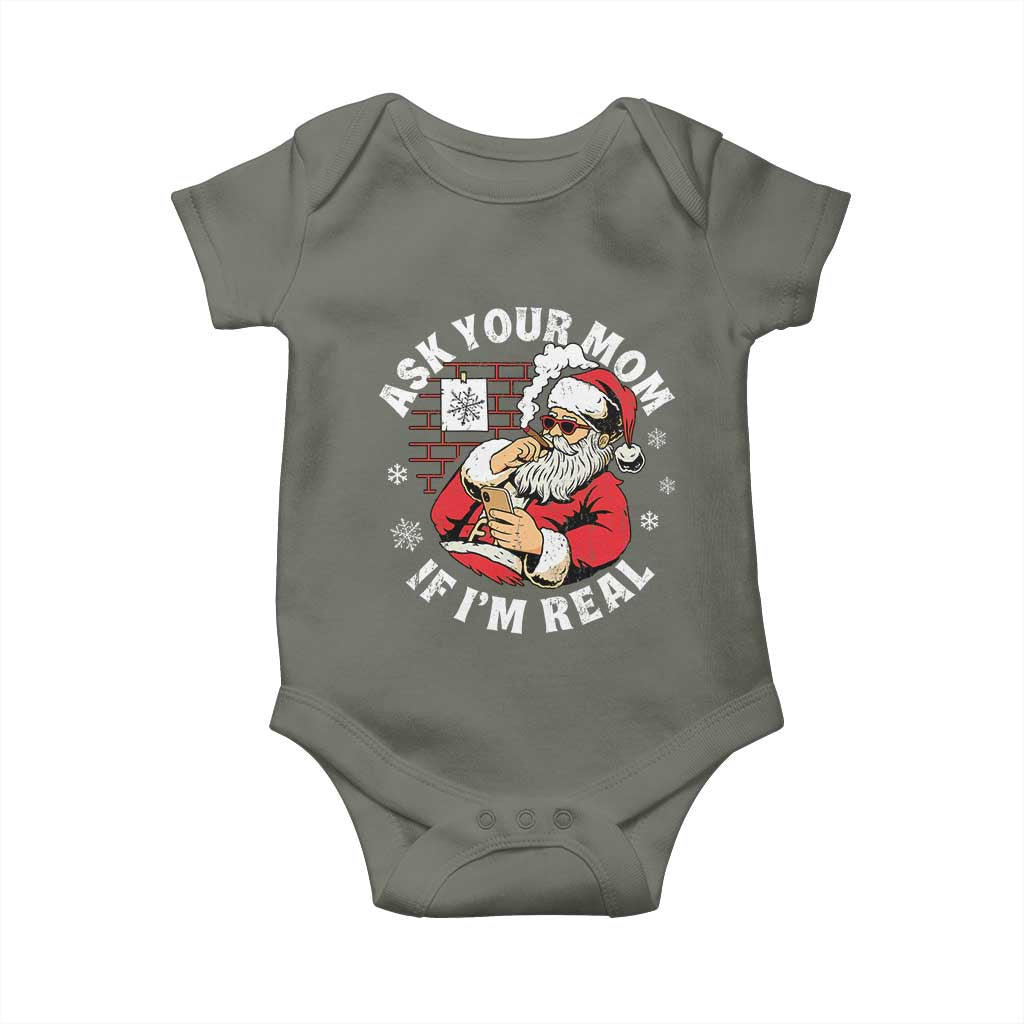 Funny Christmas Santa Ask Your Mom If I Am Real Baby Onesie Dirty Xmas Santa Mom - Wonder Print Shop