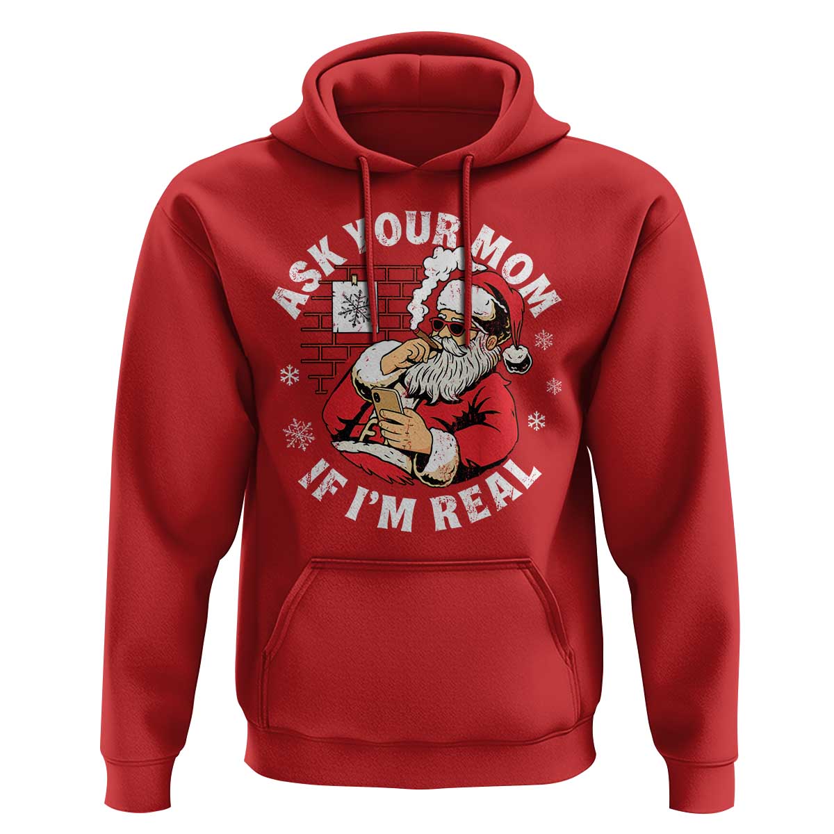 Funny Christmas Santa Ask Your Mom If I Am Real Hoodie Dirty Xmas Santa Mom - Wonder Print Shop