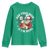 Funny Christmas Santa Ask Your Mom If I Am Real Youth Sweatshirt Dirty Xmas Santa Mom - Wonder Print Shop