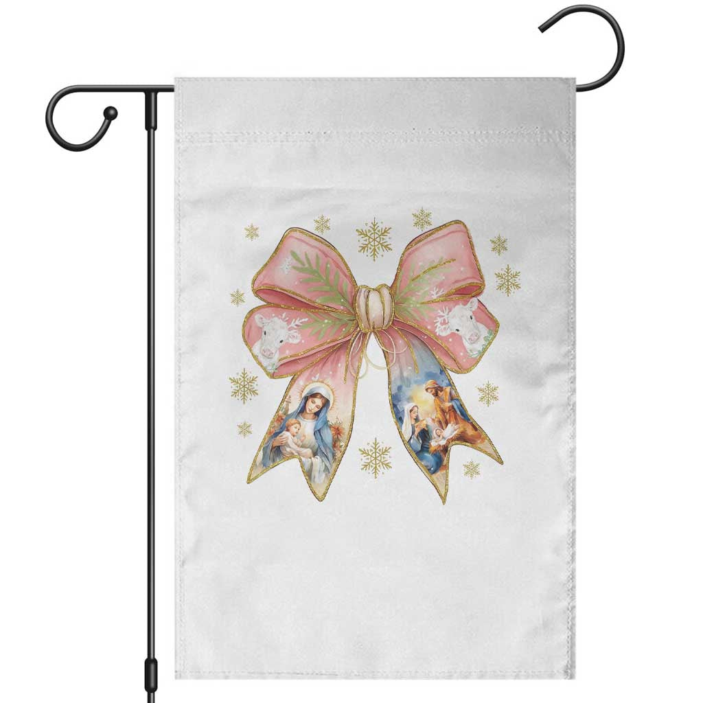 Jesus Christmas Coquette Bow Nativity Bible Verse Christian Garden Flag - Wonder Print Shop