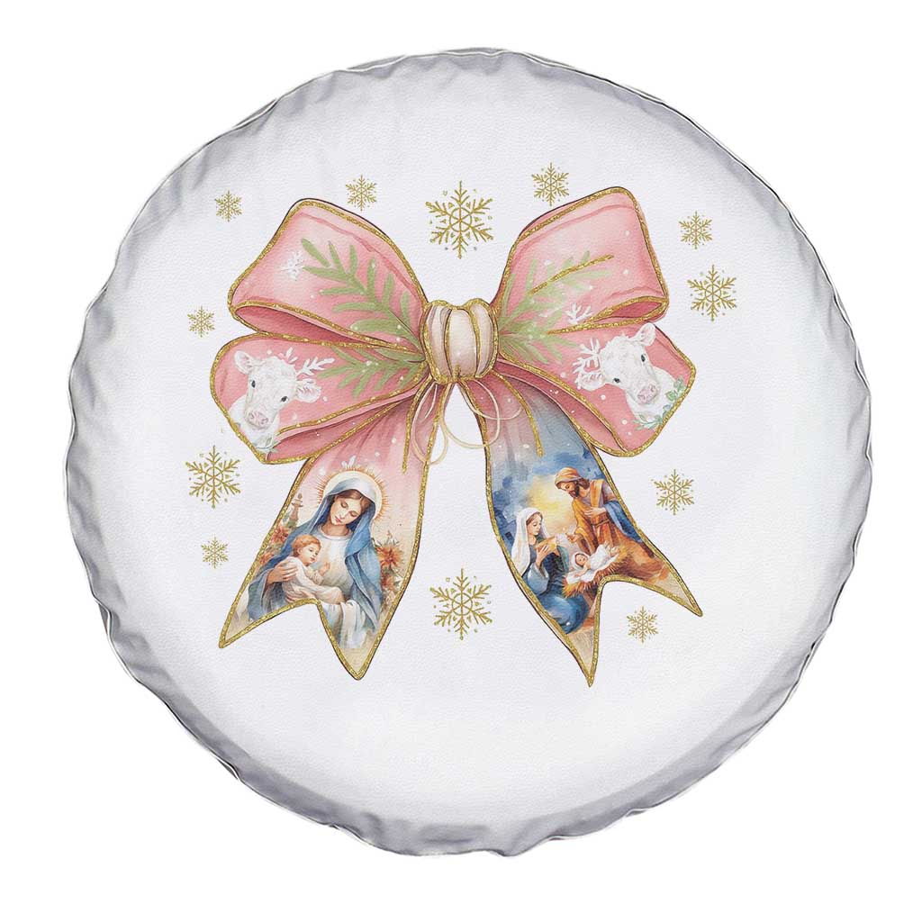 Jesus Christmas Coquette Bow Nativity Bible Verse Christian Spare Tire Cover - Wonder Print Shop