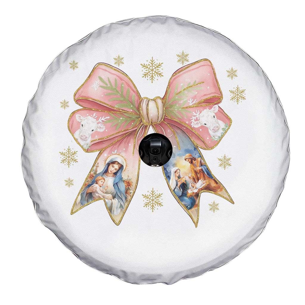 Jesus Christmas Coquette Bow Nativity Bible Verse Christian Spare Tire Cover - Wonder Print Shop