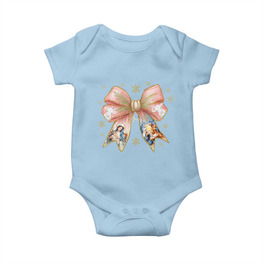 Jesus Christmas Coquette Bow Nativity Bible Verse Christian Baby Onesie - Wonder Print Shop