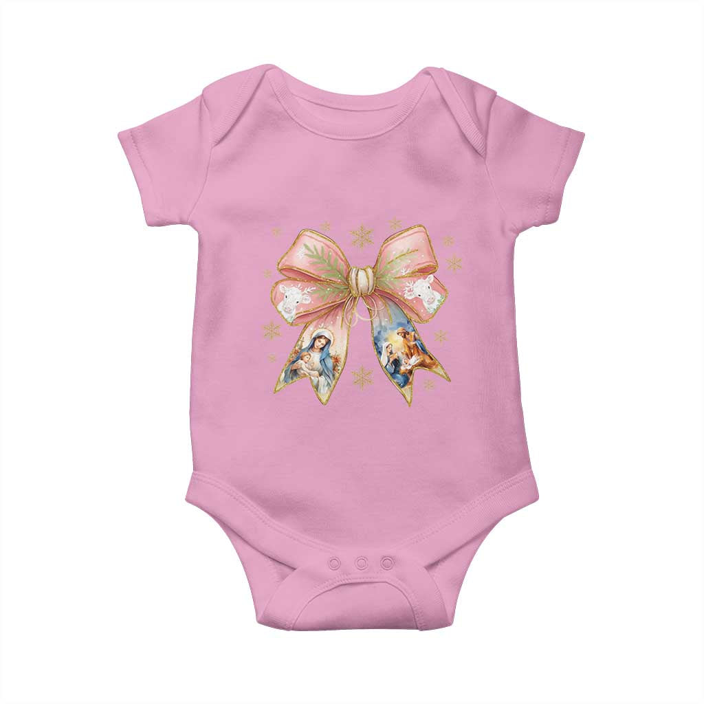 Jesus Christmas Coquette Bow Nativity Bible Verse Christian Baby Onesie - Wonder Print Shop