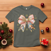 Jesus Christmas Coquette Bow Nativity Bible Verse Christian T Shirt - Wonder Print Shop