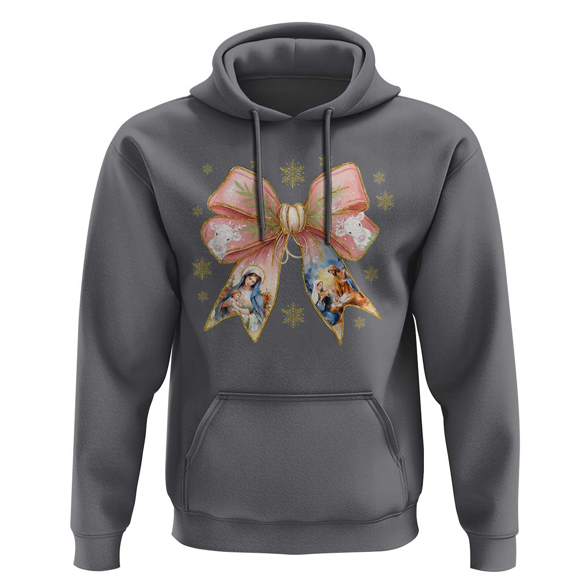 Jesus Christmas Coquette Bow Nativity Bible Verse Christian Hoodie - Wonder Print Shop