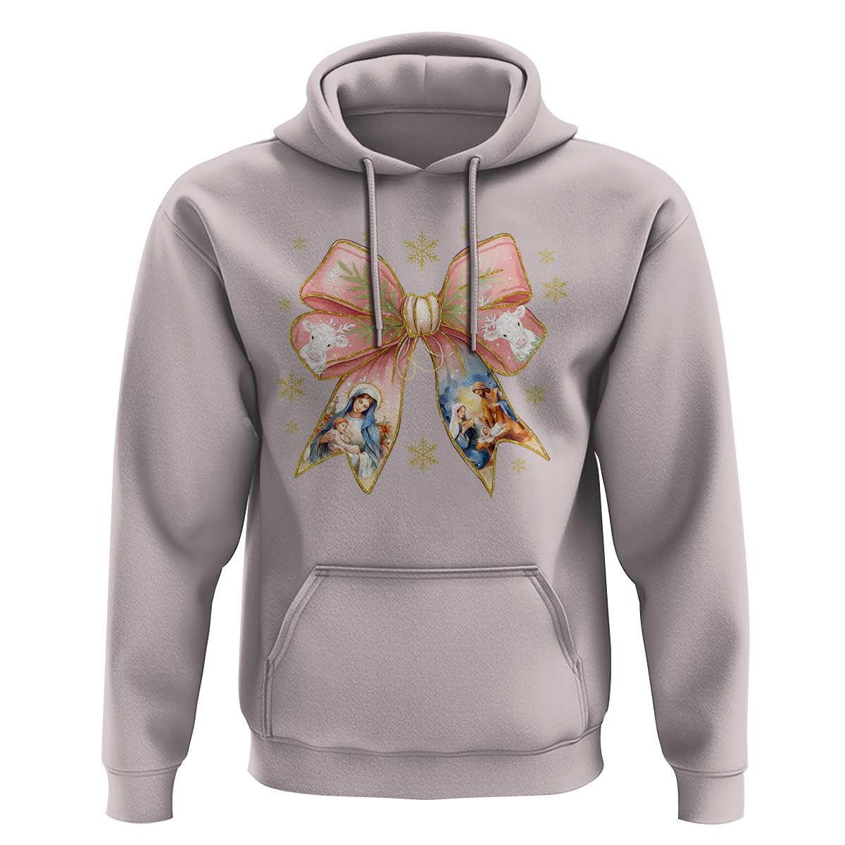 Jesus Christmas Coquette Bow Nativity Bible Verse Christian Hoodie - Wonder Print Shop