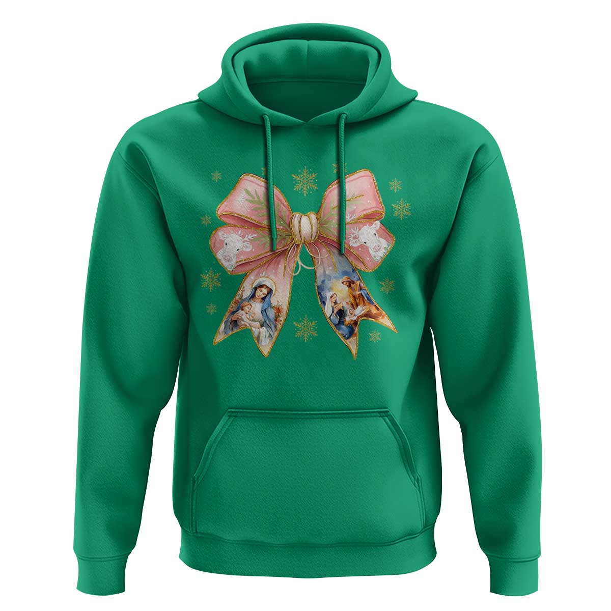 Jesus Christmas Coquette Bow Nativity Bible Verse Christian Hoodie - Wonder Print Shop