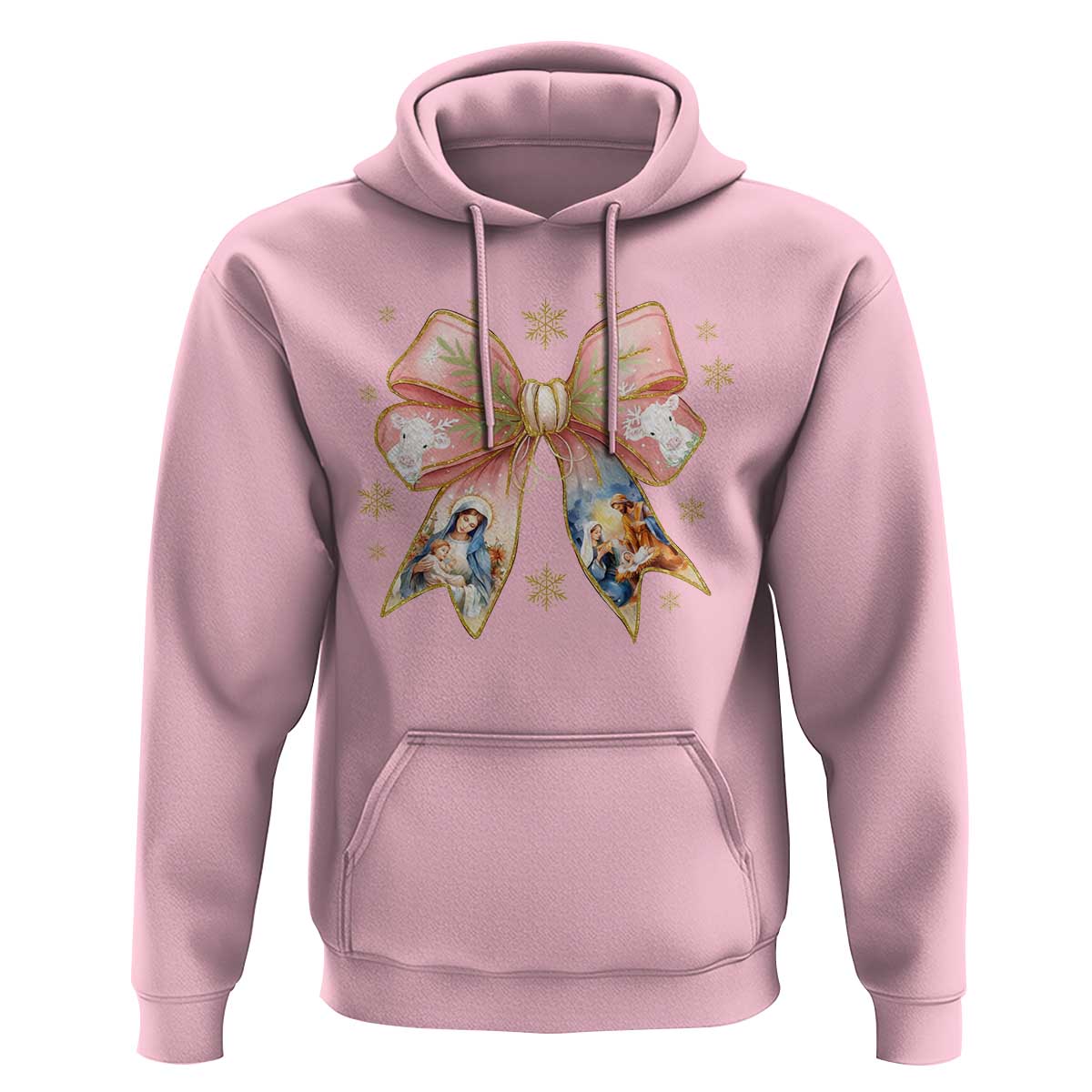 Jesus Christmas Coquette Bow Nativity Bible Verse Christian Hoodie - Wonder Print Shop