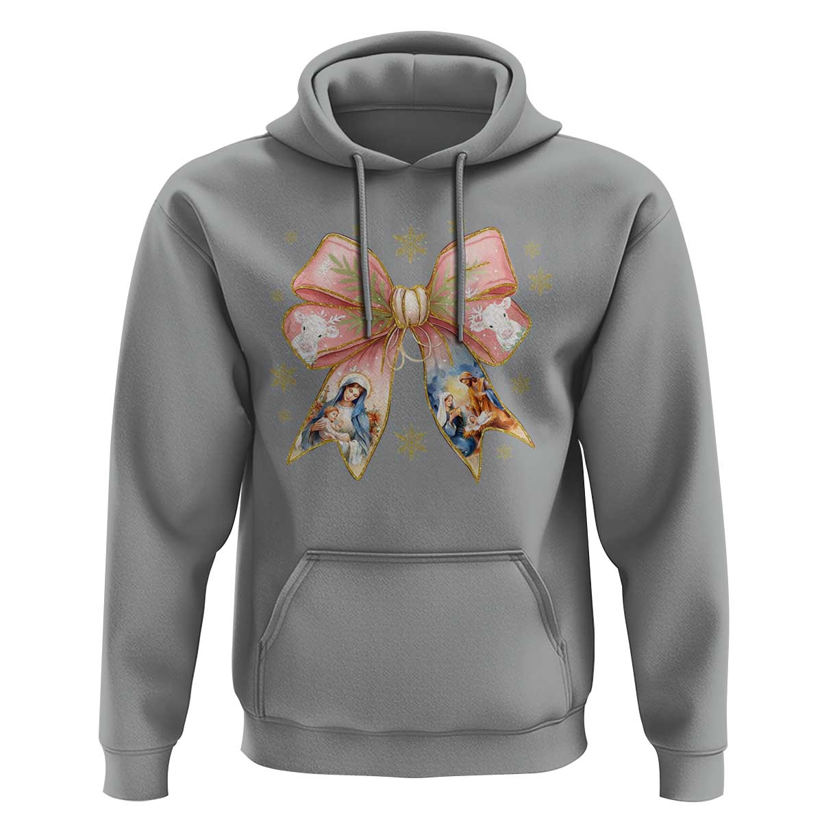 Jesus Christmas Coquette Bow Nativity Bible Verse Christian Hoodie - Wonder Print Shop