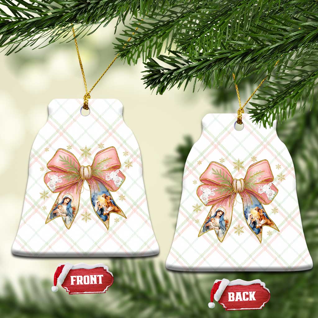 Jesus Christmas Coquette Bow Nativity Bible Verse Christian Ceramic Ornament - Wonder Print Shop