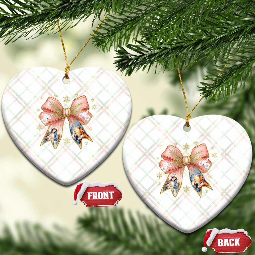 Jesus Christmas Coquette Bow Nativity Bible Verse Christian Ceramic Ornament - Wonder Print Shop