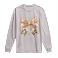 Jesus Christmas Coquette Bow Nativity Bible Verse Christian Long Sleeve Shirt - Wonder Print Shop