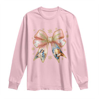 Jesus Christmas Coquette Bow Nativity Bible Verse Christian Long Sleeve Shirt - Wonder Print Shop