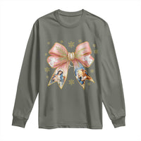 Jesus Christmas Coquette Bow Nativity Bible Verse Christian Long Sleeve Shirt - Wonder Print Shop