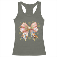 Jesus Christmas Coquette Bow Nativity Bible Verse Christian Racerback Tank Top - Wonder Print Shop