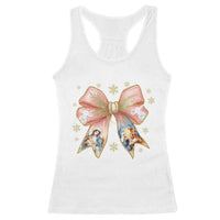Jesus Christmas Coquette Bow Nativity Bible Verse Christian Racerback Tank Top - Wonder Print Shop