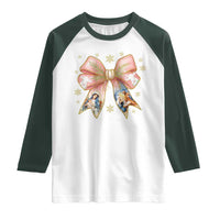 Jesus Christmas Coquette Bow Nativity Bible Verse Christian Raglan Shirt - Wonder Print Shop