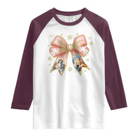 Jesus Christmas Coquette Bow Nativity Bible Verse Christian Raglan Shirt - Wonder Print Shop