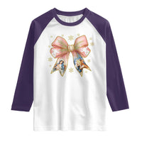 Jesus Christmas Coquette Bow Nativity Bible Verse Christian Raglan Shirt - Wonder Print Shop