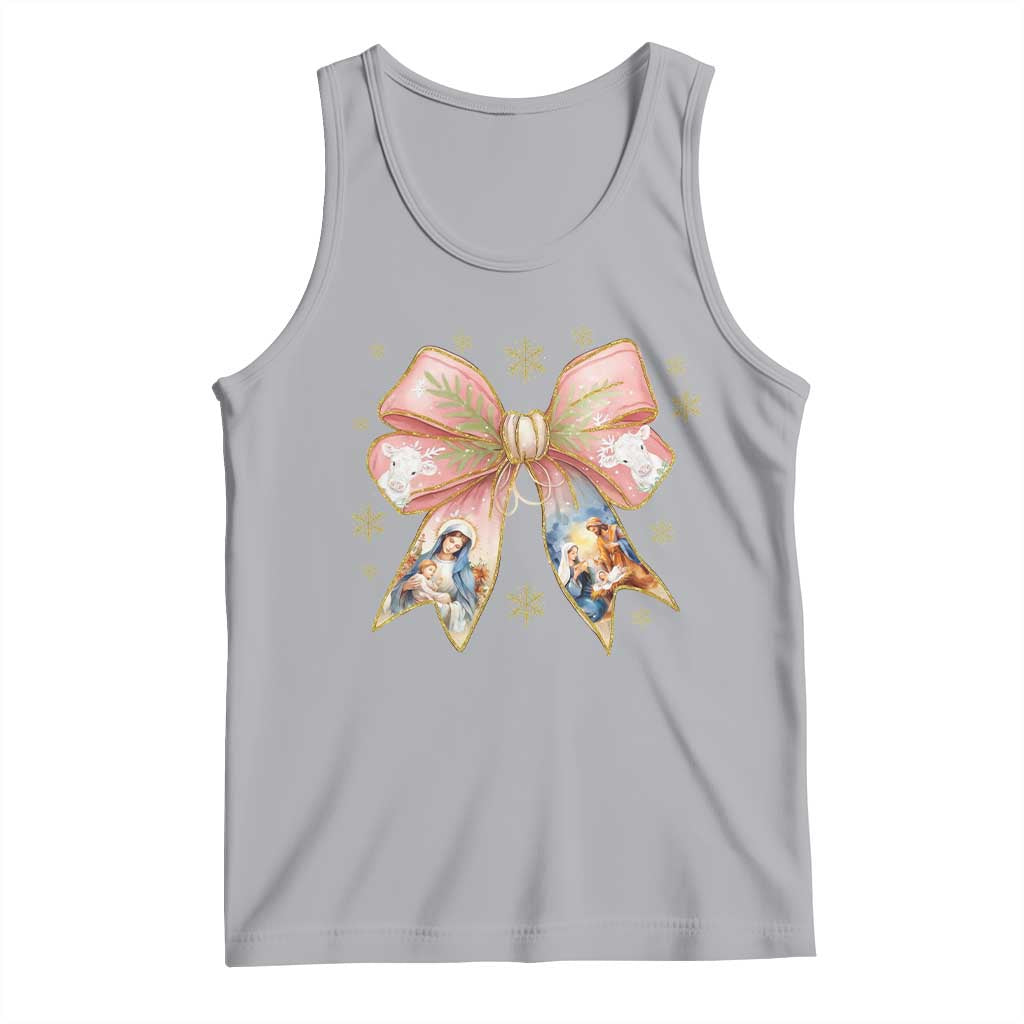 Jesus Christmas Coquette Bow Nativity Bible Verse Christian Tank Top - Wonder Print Shop