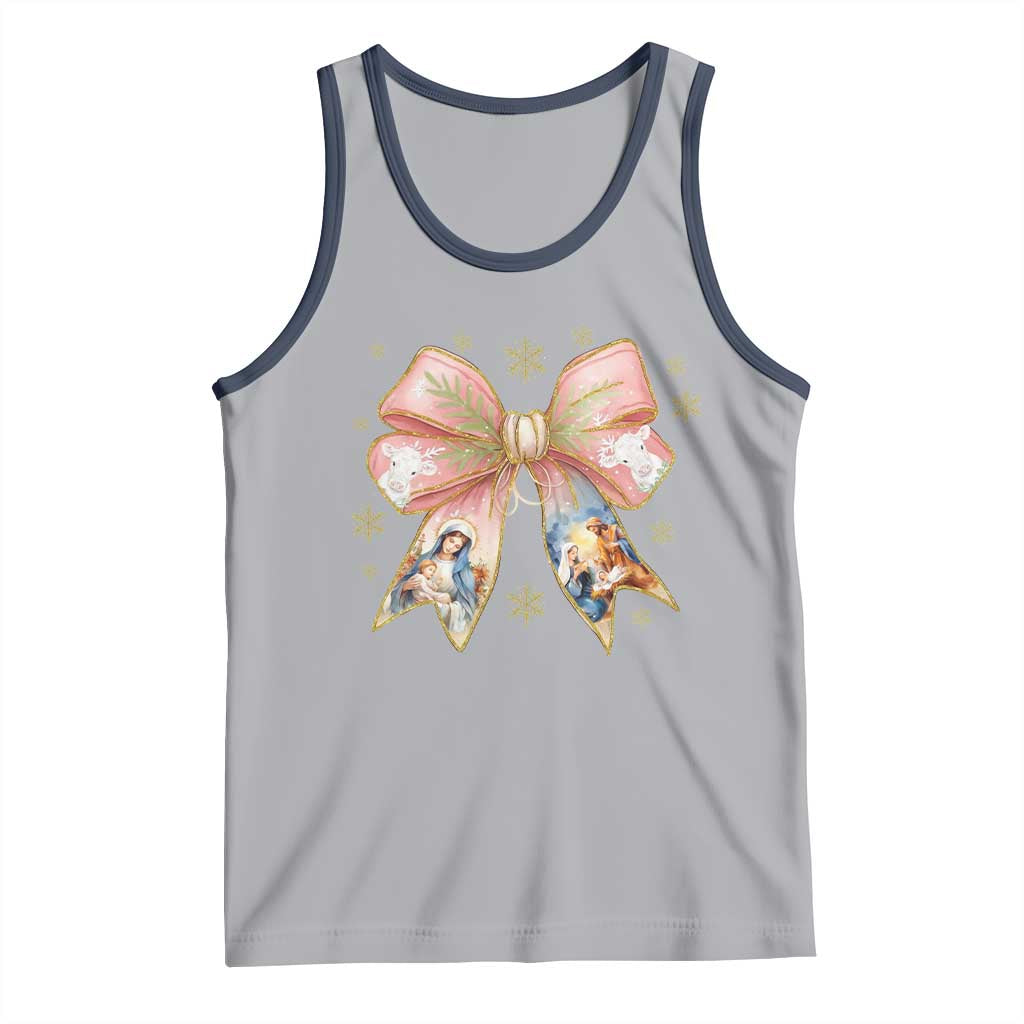 Jesus Christmas Coquette Bow Nativity Bible Verse Christian Tank Top - Wonder Print Shop