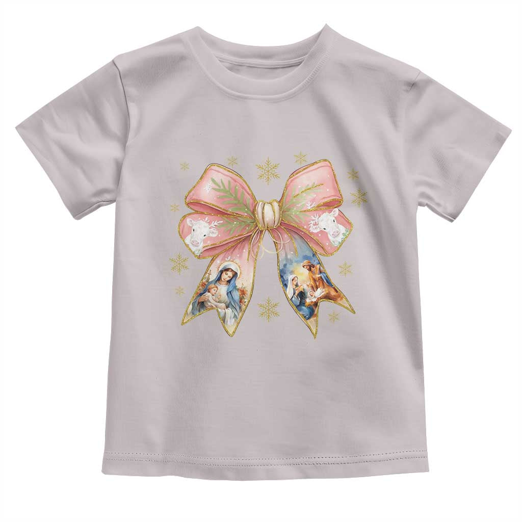 Jesus Christmas Coquette Bow Nativity Bible Verse Christian Toddler T Shirt - Wonder Print Shop