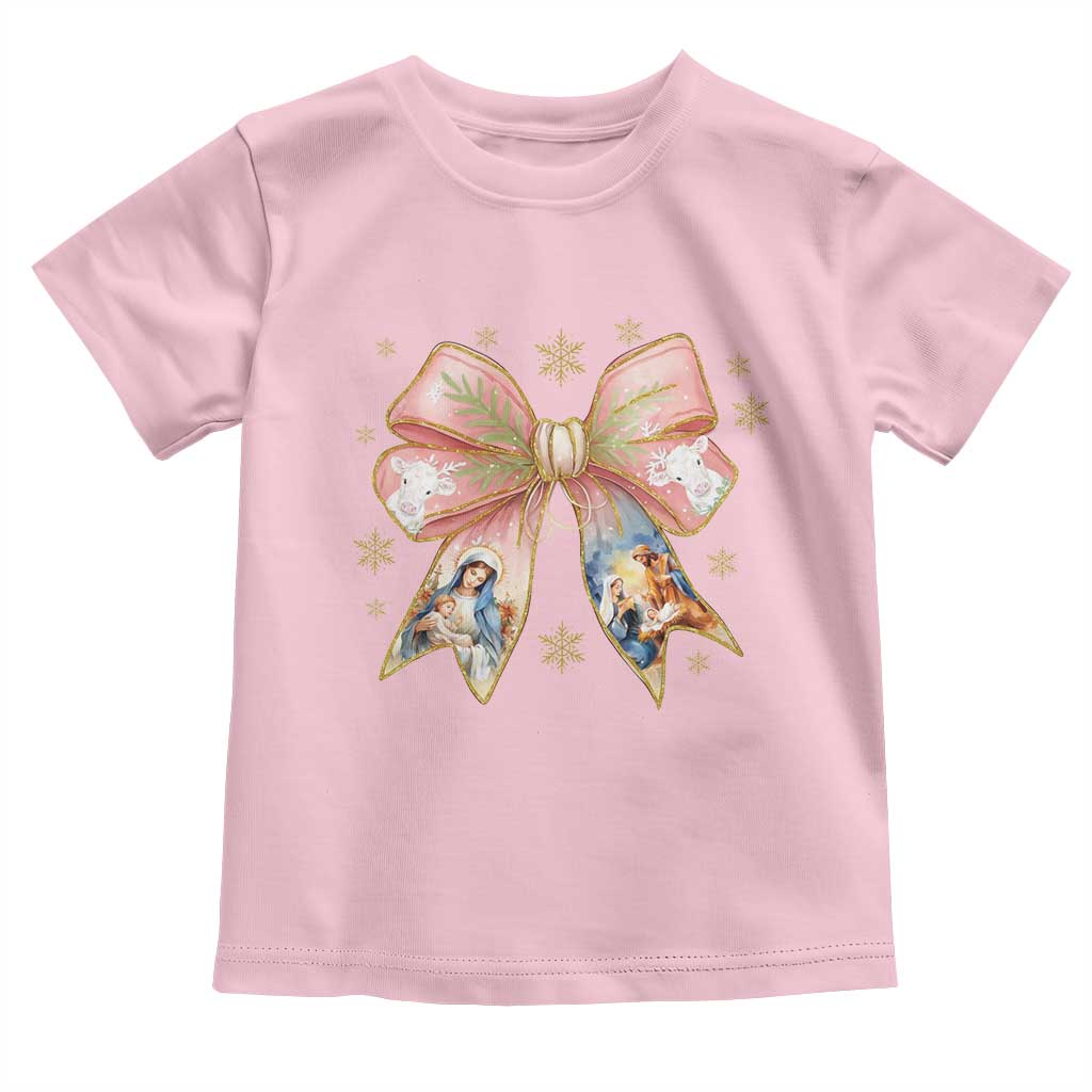 Jesus Christmas Coquette Bow Nativity Bible Verse Christian Toddler T Shirt - Wonder Print Shop