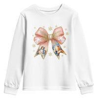 Jesus Christmas Coquette Bow Nativity Bible Verse Christian Youth Sweatshirt - Wonder Print Shop