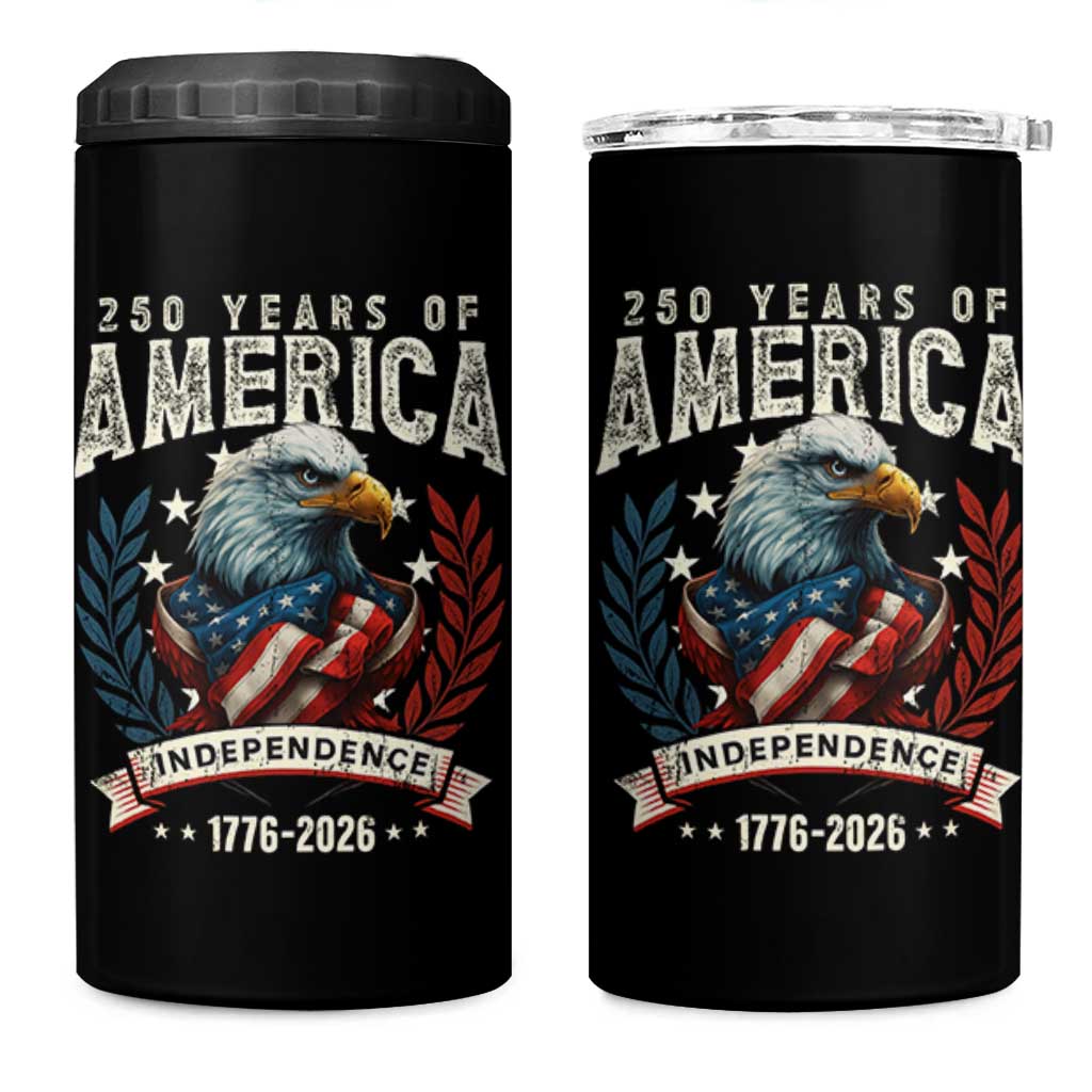 250 Years Of America 4 in 1 Can Cooler Tumbler 250th American Anniversary Independence Bald Eagle - Wonder Print Shop