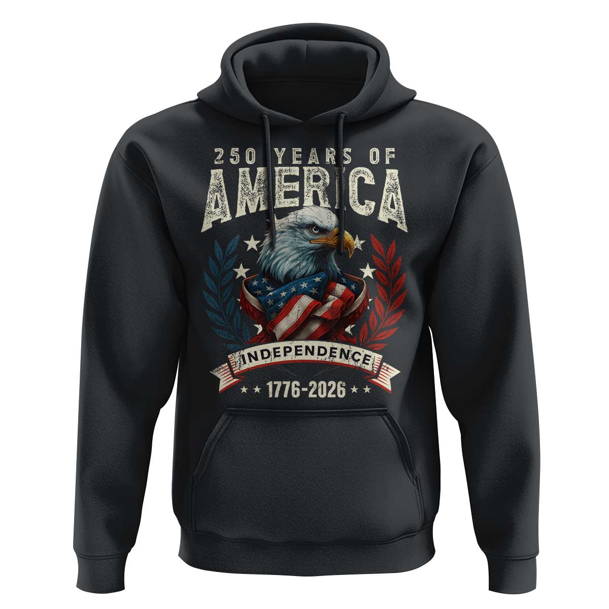 250 Years Of America Hoodie 250th American Anniversary Independence Bald Eagle - Wonder Print Shop