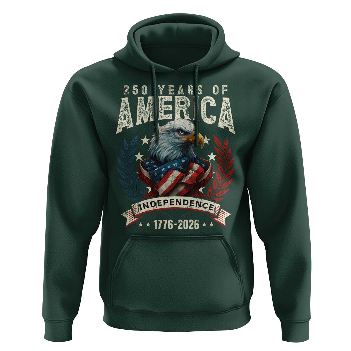 250 Years Of America Hoodie 250th American Anniversary Independence Bald Eagle - Wonder Print Shop