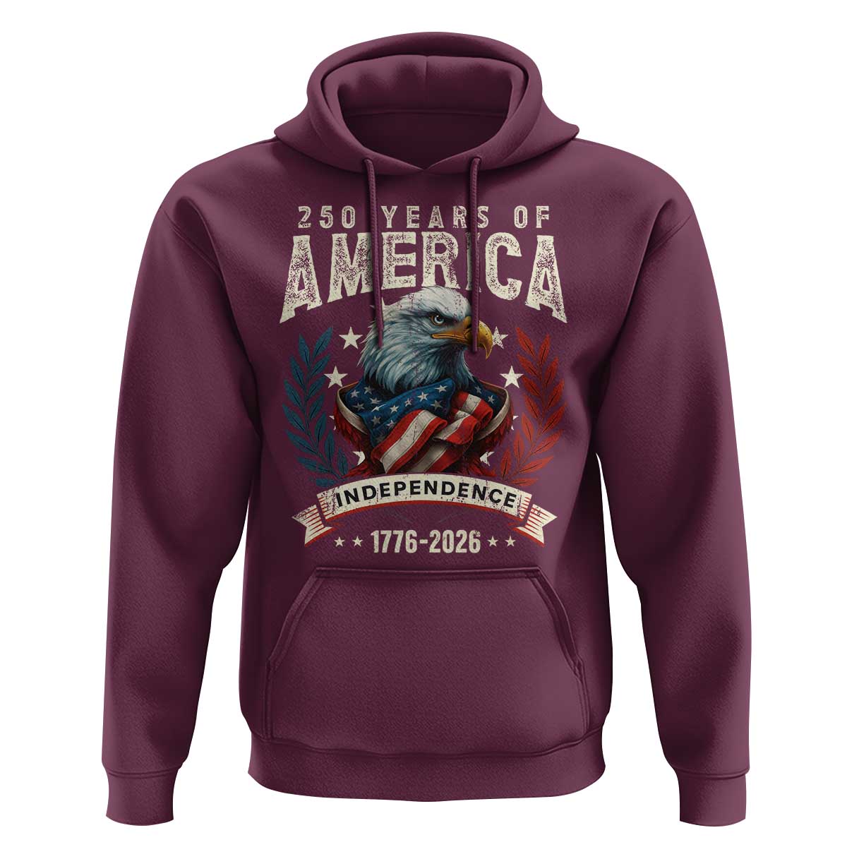 250 Years Of America Hoodie 250th American Anniversary Independence Bald Eagle - Wonder Print Shop