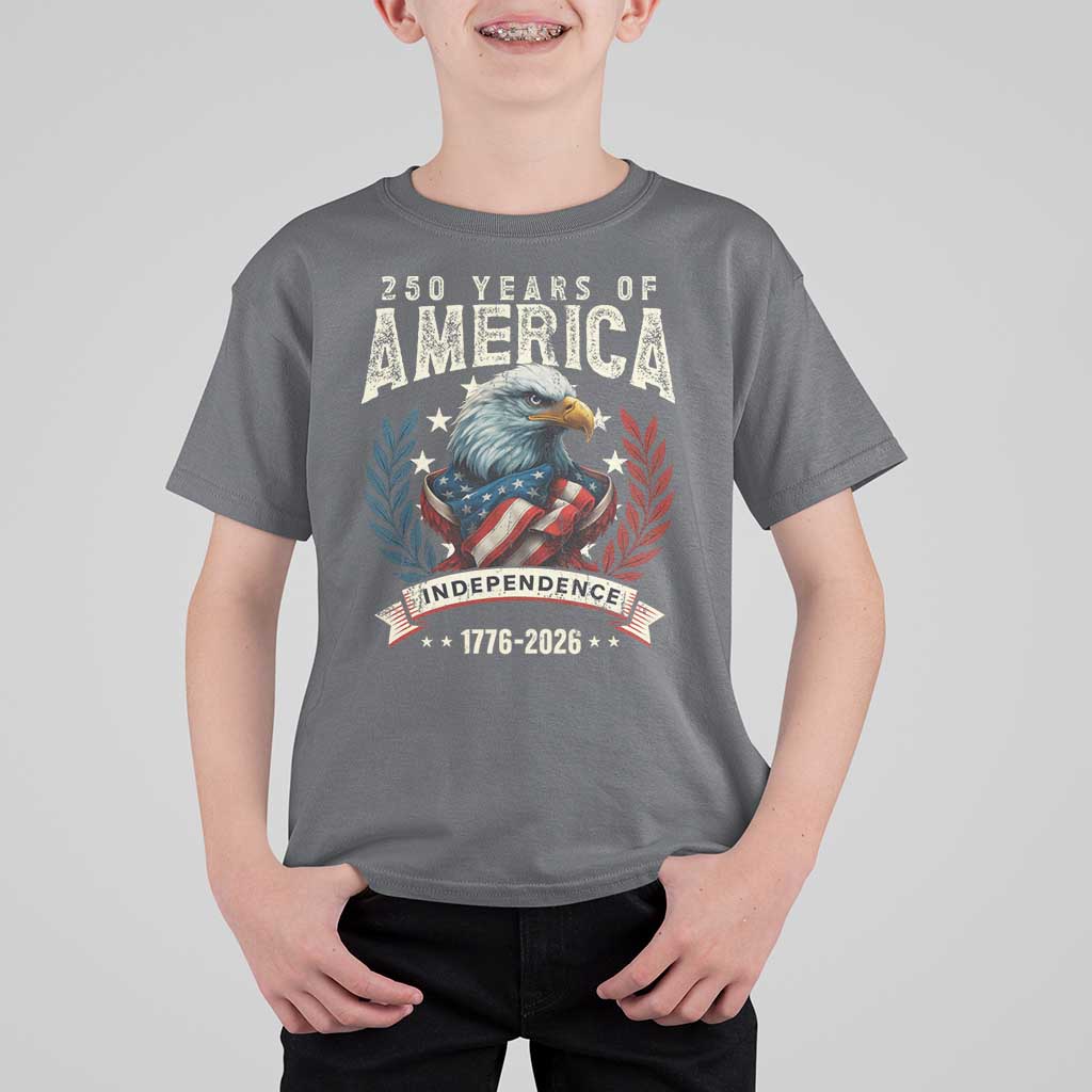 250 Years Of America T Shirt For Kid 250th American Anniversary Independence Bald Eagle - Wonder Print Shop