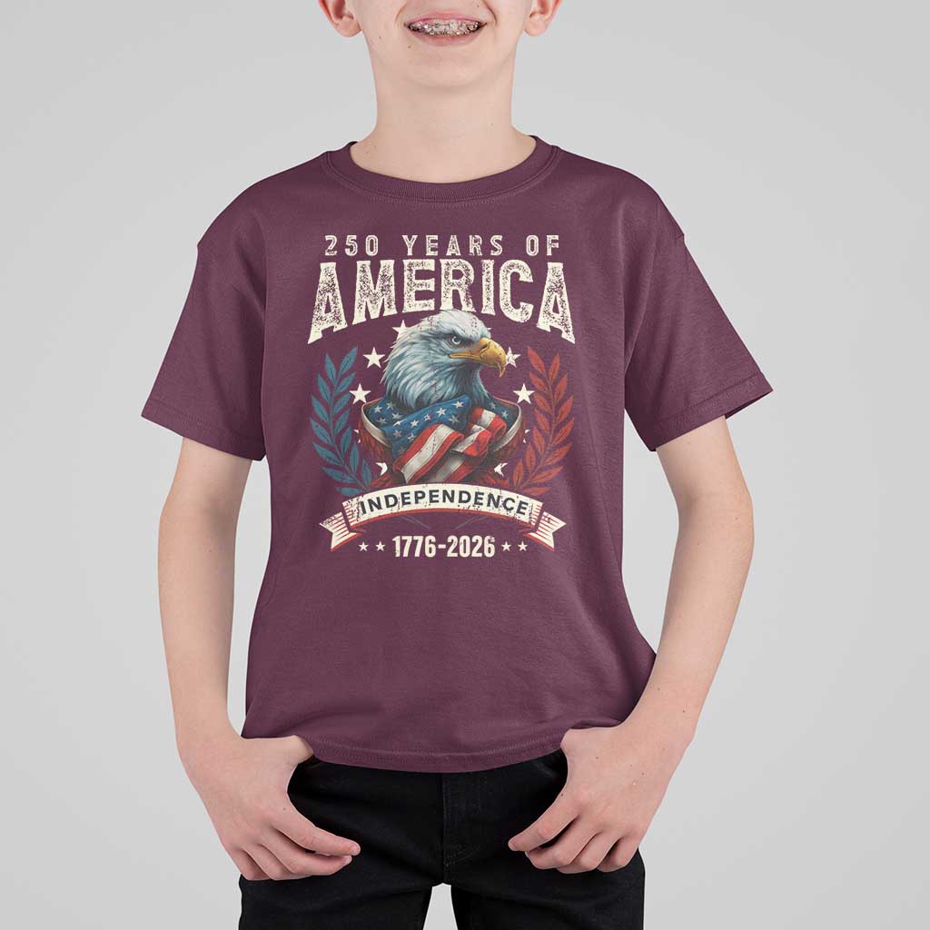 250 Years Of America T Shirt For Kid 250th American Anniversary Independence Bald Eagle - Wonder Print Shop