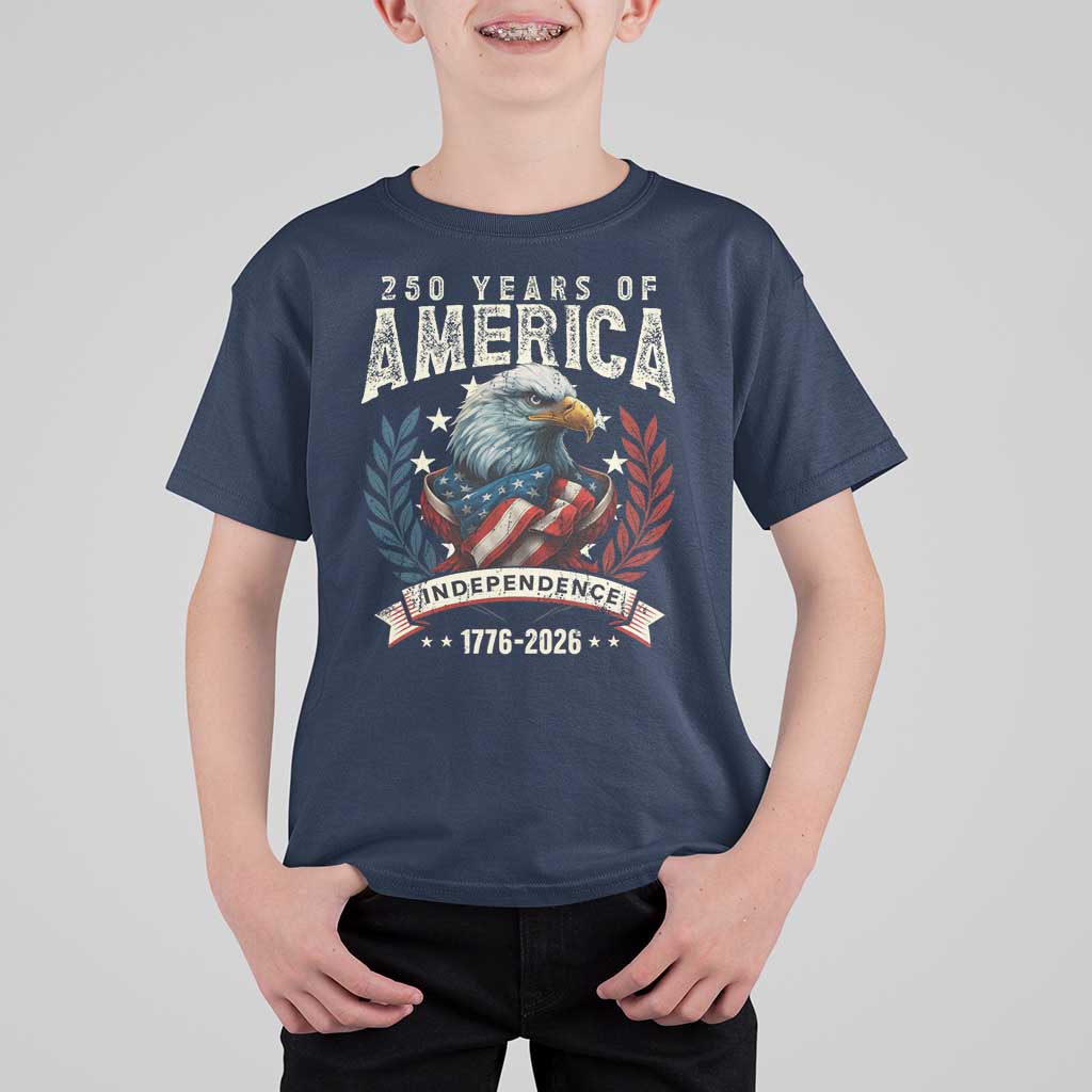 250 Years Of America T Shirt For Kid 250th American Anniversary Independence Bald Eagle - Wonder Print Shop