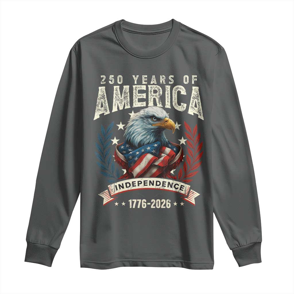 250 Years Of America Long Sleeve Shirt 250th American Anniversary Independence Bald Eagle - Wonder Print Shop