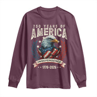 250 Years Of America Long Sleeve Shirt 250th American Anniversary Independence Bald Eagle - Wonder Print Shop