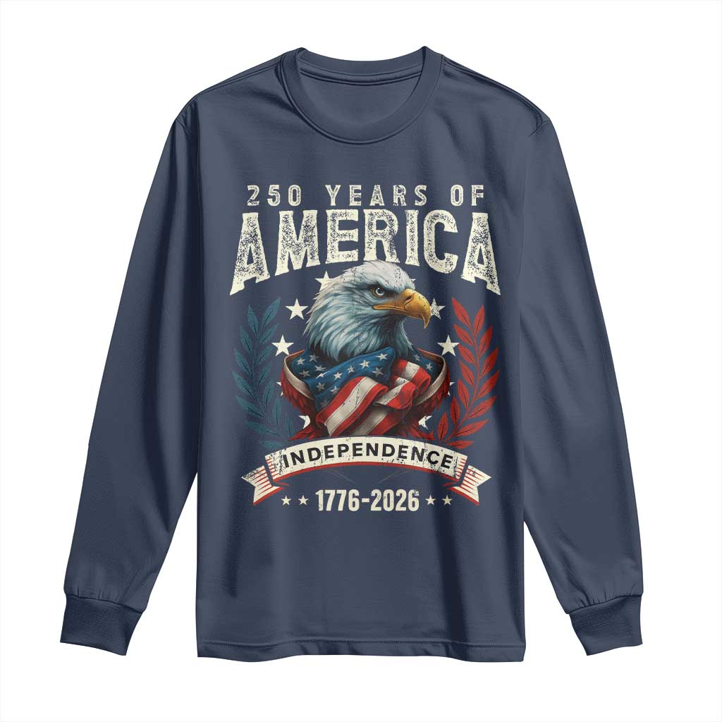 250 Years Of America Long Sleeve Shirt 250th American Anniversary Independence Bald Eagle - Wonder Print Shop