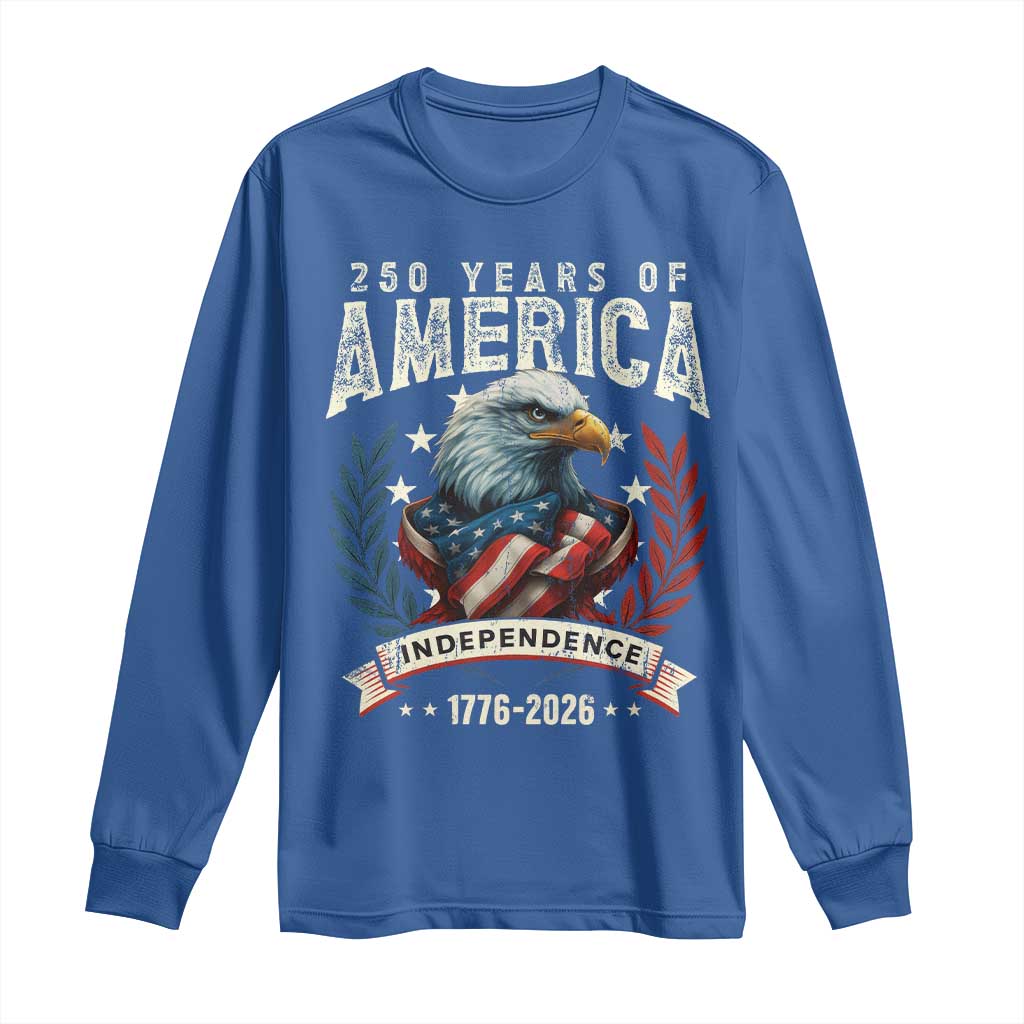 250 Years Of America Long Sleeve Shirt 250th American Anniversary Independence Bald Eagle - Wonder Print Shop