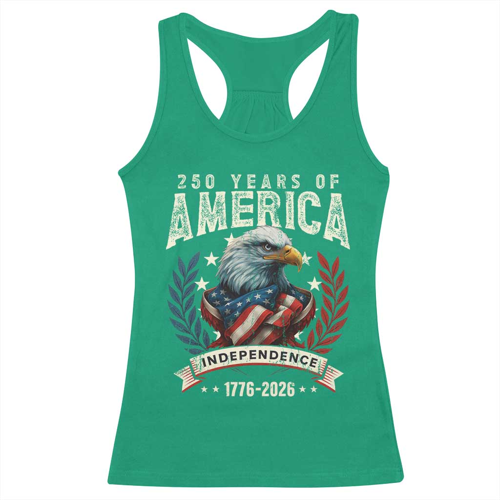 250 Years Of America Racerback Tank Top 250th American Anniversary Independence Bald Eagle - Wonder Print Shop