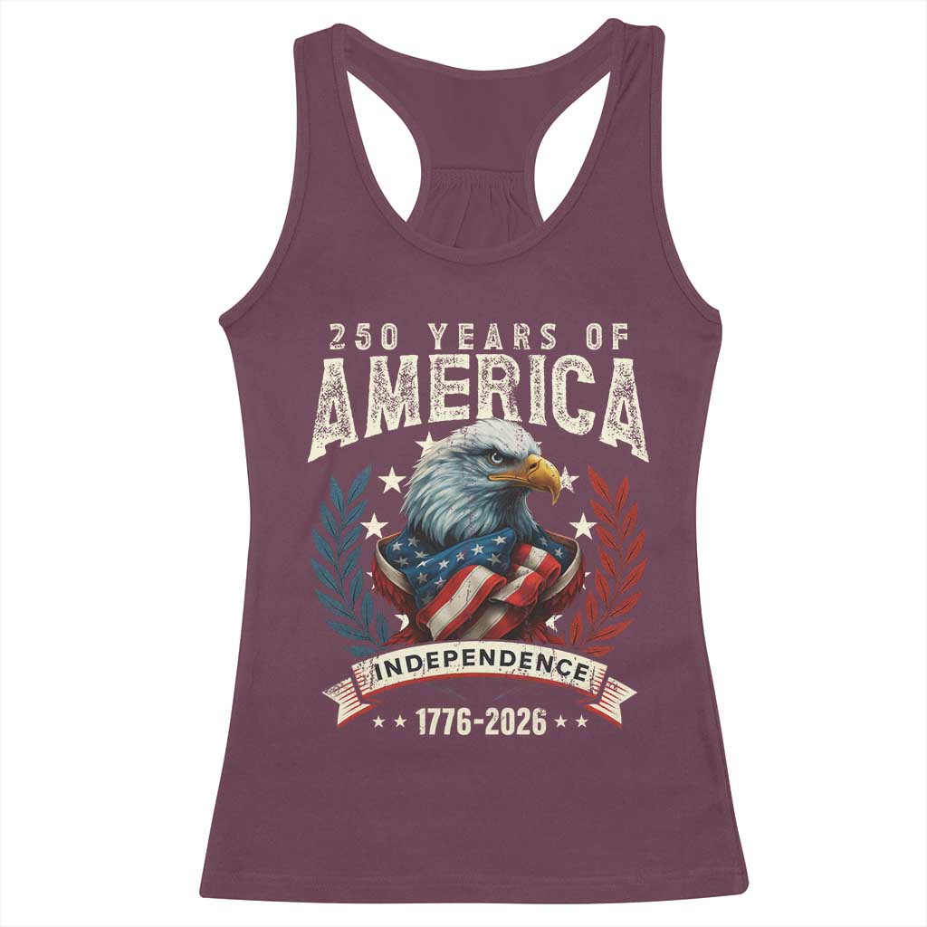 250 Years Of America Racerback Tank Top 250th American Anniversary Independence Bald Eagle - Wonder Print Shop