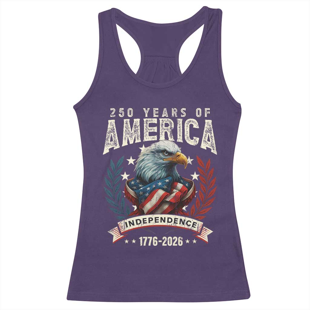 250 Years Of America Racerback Tank Top 250th American Anniversary Independence Bald Eagle - Wonder Print Shop