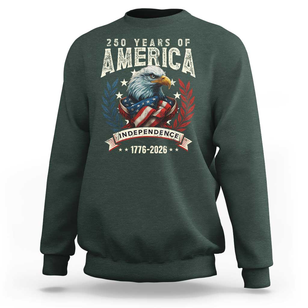 250 Years Of America Sweatshirt 250th American Anniversary Independence Bald Eagle - Wonder Print Shop